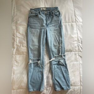 Abercrombie curve love, high rise, straight leg jeans.